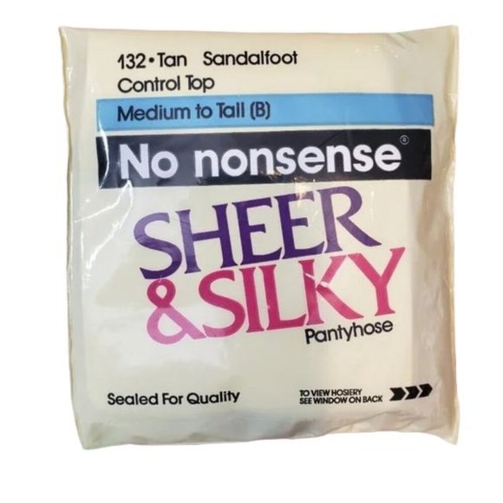 NEW No Nonsense Sheer & Silky Pantyhose Control Top Sandalfoot Tan Med to Tall